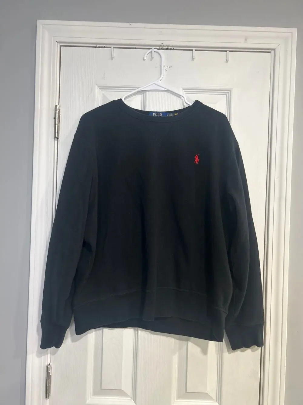Polo Ralph Lauren Black Crewneck Sweatshirt Fleece Mens Large